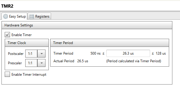 Configuration for the Timer2 Using MCC